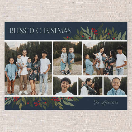 Botanicals Gallery Holiday Card, Blue, 5x7 Flat, Religious, Standard Smooth Cardstock, Square, Cobalt