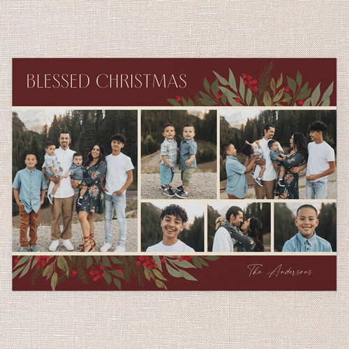 Botanicals Gallery Holiday Card, Red, 5x7 Flat, Religious, Pearl Shimmer Cardstock, Square, Velvet