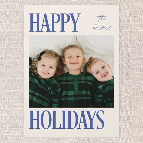 Serene Signature Holiday Card, none, Blue, 5x7 Flat, Holiday, 100% Recycled Cardstock , Square, Cobalt
