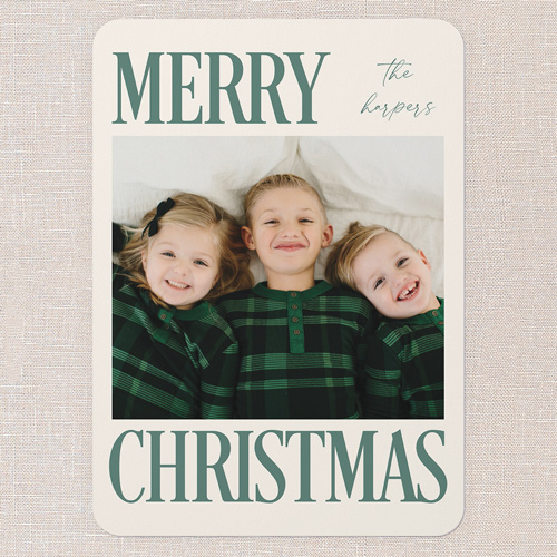 Serene Signature Holiday Card, Green, none, 5x7 Flat, Christmas, Standard Smooth Cardstock, Rounded, Tree