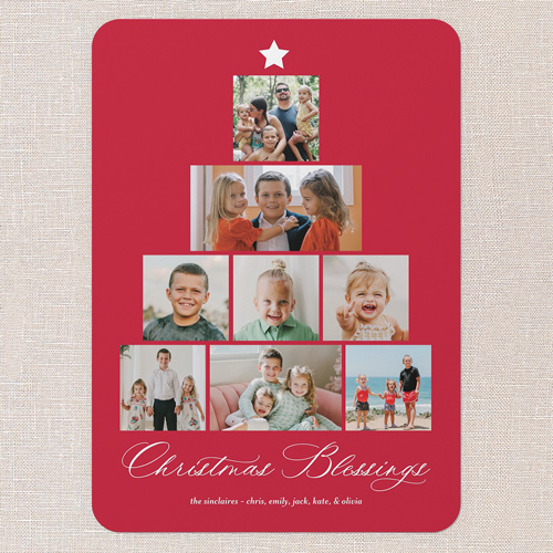 Memory Tree Holiday Card, none, Red, 5x7 Flat, Religious, Standard Smooth Cardstock, Rounded, Red