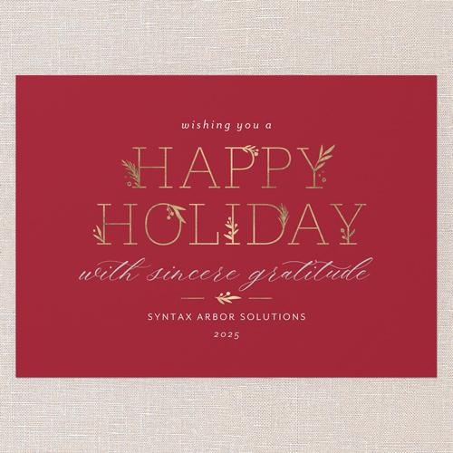 Embracing Elegant Holiday Card, Red, 5x7 Flat, Holiday, Matte, Signature Smooth Cardstock, Square, Winterberry