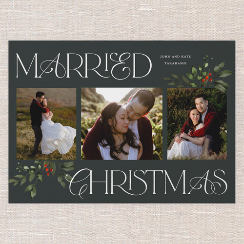 Cheerfully Married Holiday Card, Green, 5x7 Flat, Christmas, Standard Smooth Cardstock, Square, Pine Grove