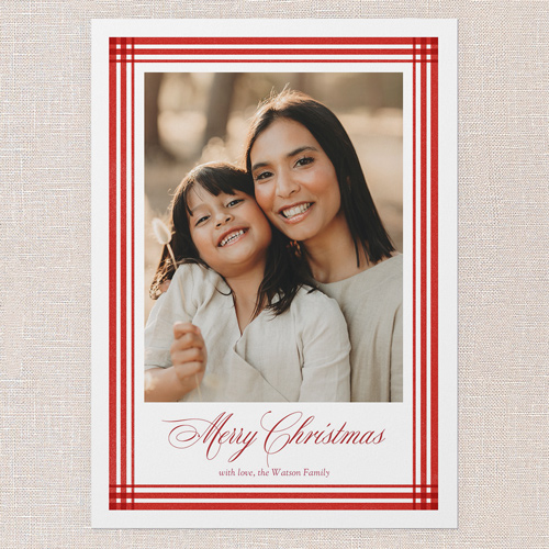 Classy Outline Holiday Card, Red, 5x7 Flat, Christmas, Matte, Signature Smooth Cardstock, Square, Apple