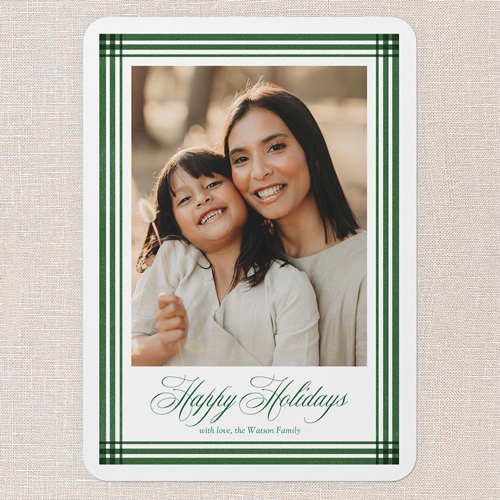 Classy Outline Holiday Card, Green, 5x7 Flat, Holiday, Standard Smooth Cardstock, Rounded, Tree