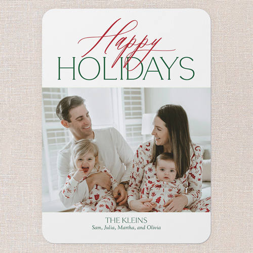 Jolly Gallery Holiday Card, White, 5x7 Flat, Holiday, Pearl Shimmer Cardstock, Rounded, White