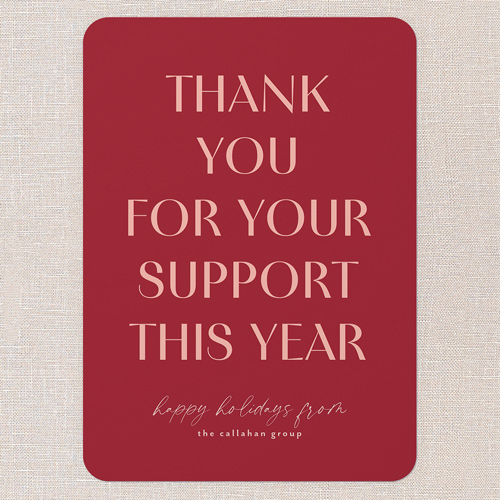 Thankful Year Holiday Card, Red, 5x7 Flat, Holiday, Standard Smooth Cardstock, Rounded, Apple
