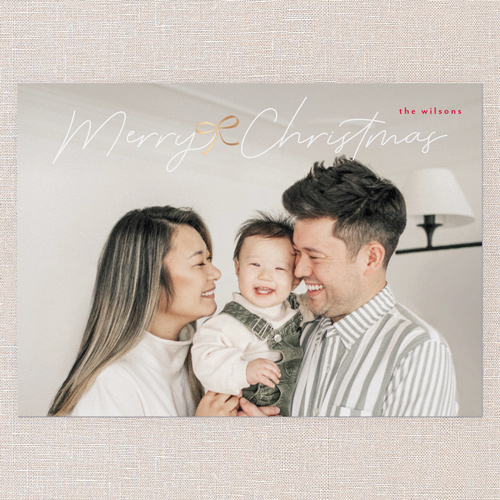 Bow Touch Holiday Card, White, 5x7 Flat, Christmas, Luxe Double-Thick Cardstock, Square, White