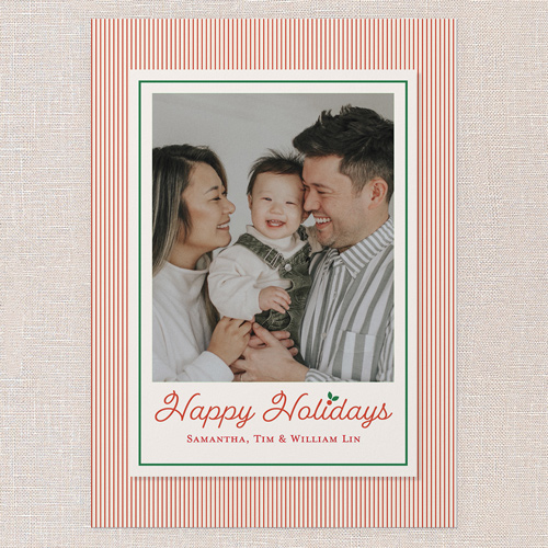 Candy Bands Holiday Card, Red, 5x7 Flat, Holiday, Pearl Shimmer Cardstock, Square, Tomato