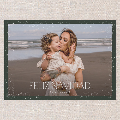 Dusted Frame Holiday Card, Green, 5x7 Flat, Feliz Navidad, Standard Smooth Cardstock, Square, Forest