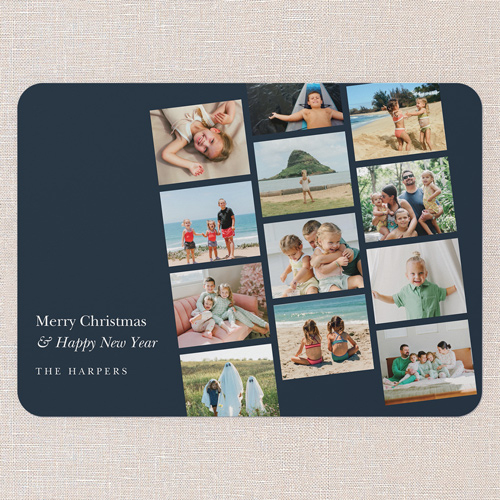 Falling Filmstrips Holiday Card, Blue, 5x7 Flat, Christmas, Standard Smooth Cardstock, Rounded, Cobalt