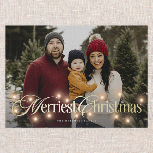 Timeless Lights Holiday Card, White, Gold Foil, 5x7 Flat, Christmas, Matte, Signature Smooth Cardstock, Square, White