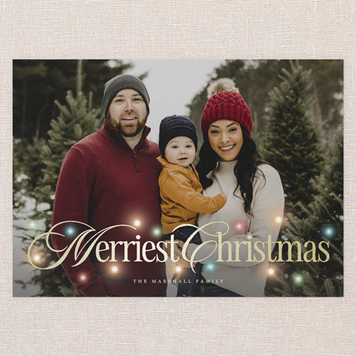 Timeless Lights Holiday Card, Red, Gold Foil, 5x7 Flat, Christmas, Matte, Signature Smooth Cardstock, Square, Red