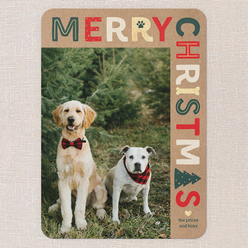 Pet Icon Holiday Card, Brown, 5x7 Flat, Christmas, 100% Recycled Cardstock , Rounded, Morning Latte