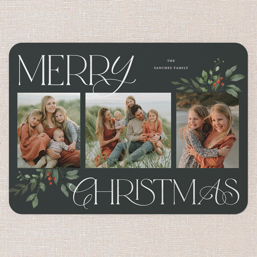 Hint Of Green Holiday Card, none, Green, 5x7 Flat, Christmas, Standard Smooth Cardstock, Rounded, Pine Grove