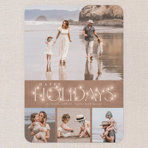 Rustic Bulbs Holiday Card, Brown, 5x7 Flat, Holiday, Matte, Signature Smooth Cardstock, Rounded, Brown