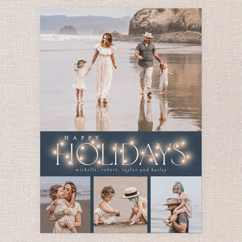 Rustic Bulbs Holiday Card, Blue, 5x7 Flat, Holiday, Standard Smooth Cardstock, Square, Navy