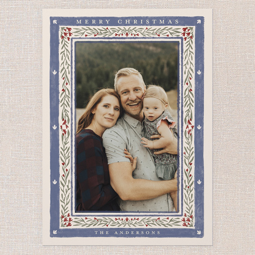 Ravishing Rustic Holiday Card, Blue, 5x7 Flat, Christmas, Luxe Double-Thick Cardstock, Square, Cobalt