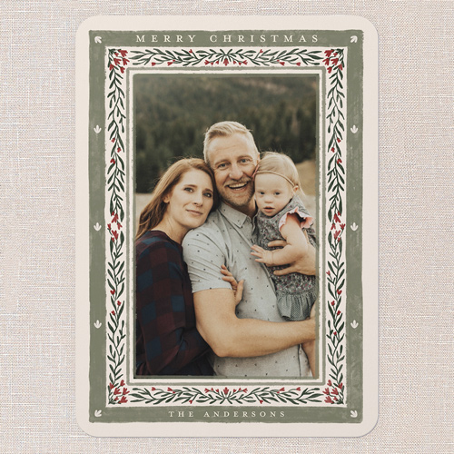 Ravishing Rustic Holiday Card, Green, 5x7 Flat, Christmas, Standard Smooth Cardstock, Rounded, Tree
