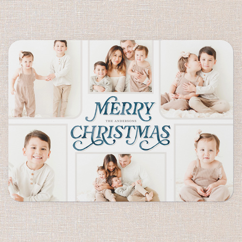 Painted Penmanship Holiday Card, Blue, 5x7 Flat, Christmas, Standard Smooth Cardstock, Rounded, Nautical