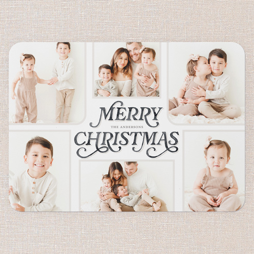 Painted Penmanship Holiday Card, Black, 5x7 Flat, Christmas, Matte, Signature Smooth Cardstock, Rounded, Black