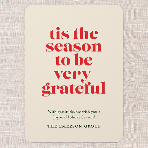 Grateful Season Holiday Card, Beige, 5x7 Flat, Holiday, Matte, Signature Smooth Cardstock, Rounded, Cream
