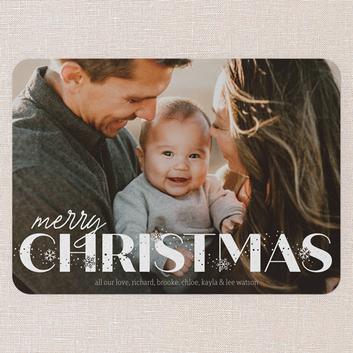 Snowflake Overlay Holiday Card, White, 5x7 Flat, Christmas, Matte, Signature Smooth Cardstock, Rounded, White