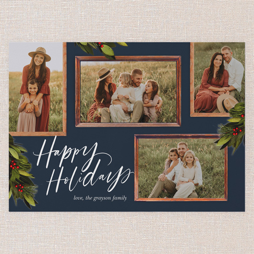 Rustic Berry Frames Holiday Card, Blue, 5x7 Flat, Holiday, Pearl Shimmer Cardstock, Square, Indigo