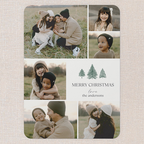 Timeless Pines Holiday Card, White, 5x7 Flat, Christmas, Standard Smooth Cardstock, Rounded, White