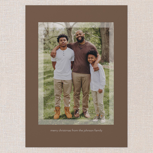 Calm Border Holiday Card, Brown, 5x7 Flat, Christmas, Luxe Double-Thick Cardstock, Square, Chocolate