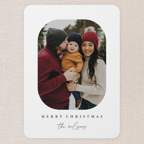 Timeless Frame Holiday Card, White, 5x7 Flat, Christmas, 100% Recycled Cardstock , Rounded, White