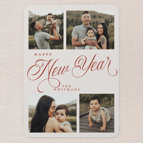 Modern Year Holiday Card, Red, 5x7 Flat, New Year, Matte, Signature Smooth Cardstock, Rounded, Red