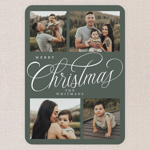 Modern Year Holiday Card, Green, 5x7 Flat, Christmas, Standard Smooth Cardstock, Rounded, Rosemary