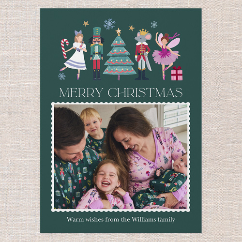 Little Sleepies Nutcracker Ballet Holiday Card, Green, 5x7 Flat, Christmas, Standard Smooth Cardstock, Square, Green