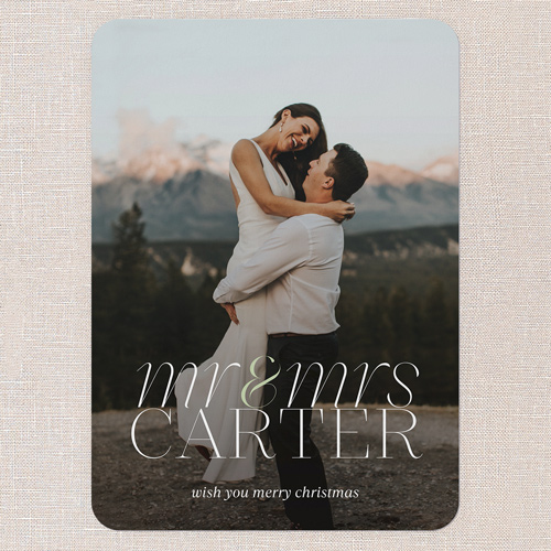 Modern Newlyweds Holiday Card, White, 5x7 Flat, Christmas, Matte, Signature Smooth Cardstock, Rounded, White