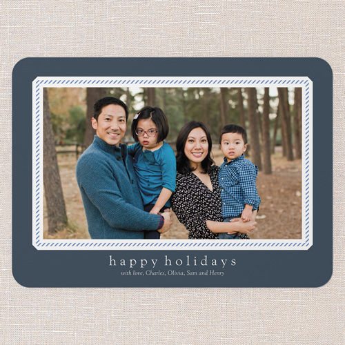 Classic Greetings Holiday Card, Blue, 5x7 Flat, Holiday, Pearl Shimmer Cardstock, Rounded, Cobalt