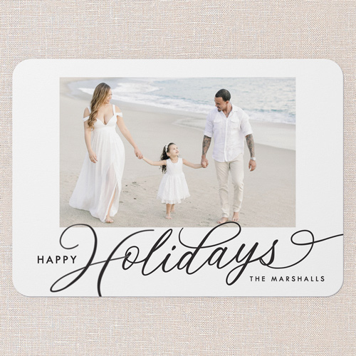 Classic Scripted Holiday Card, White, 5x7 Flat, Holiday, Matte, Signature Smooth Cardstock, Rounded, White