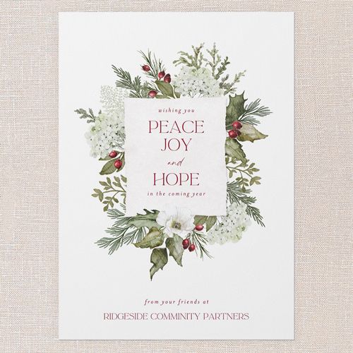 Hopeful Wreath Holiday Card, White, 5x7 Flat, Holiday, Pearl Shimmer Cardstock, Square, White