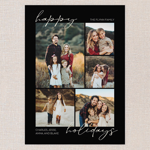 Serene Border Holiday Card, Black, 5x7 Flat, Holiday, 100% Recycled Cardstock , Square, Black