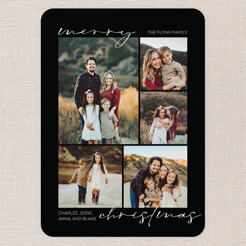 Serene Border Holiday Card, Black, 5x7 Flat, Christmas, Pearl Shimmer Cardstock, Rounded, Black