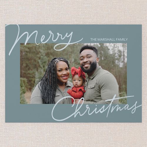 Signature Joy Holiday Card, Blue, 5x7 Flat, Christmas, 100% Recycled Cardstock , Square, Blue