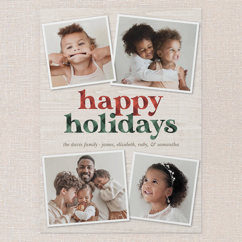 Woodland Collage Holiday Card, Grey, 5x7 Flat, Holiday, Luxe Double-Thick Cardstock, Square, Whisper Gray