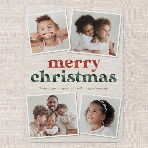 Woodland Collage Holiday Card, Grey, 5x7 Flat, Christmas, Matte, Signature Smooth Cardstock, Rounded, Whisper Gray