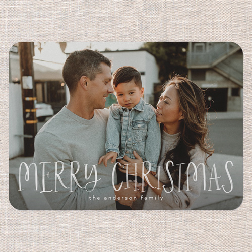 Whimsy Border Holiday Card, White, 5x7 Flat, Christmas, 100% Recycled Cardstock , Rounded, White