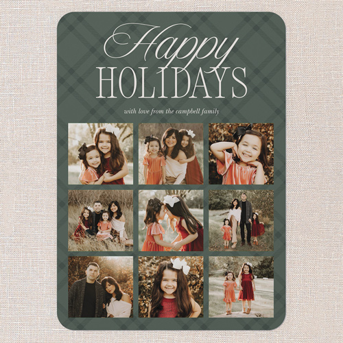 Timeless Plaid Holiday Card, Green, 5x7 Flat, Holiday, Standard Smooth Cardstock, Rounded, Green