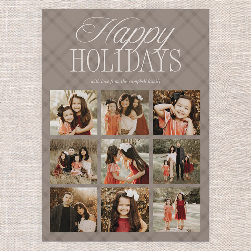 Timeless Plaid Holiday Card, Grey, 5x7 Flat, Holiday, Standard Smooth Cardstock, Square, Suede