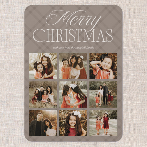 Timeless Plaid Holiday Card, Grey, 5x7 Flat, Christmas, Matte, Signature Smooth Cardstock, Rounded, Suede