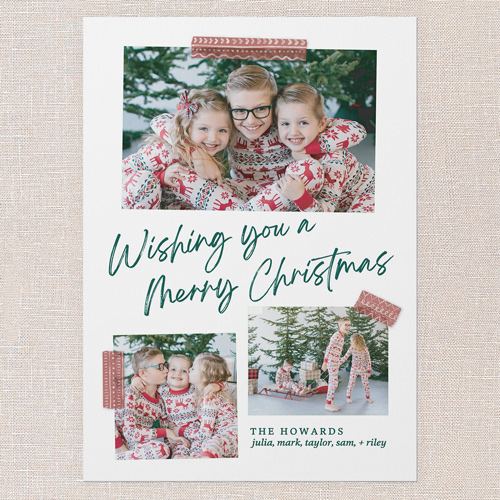 Scrapbook Moments Holiday Card, Green, 5x7 Flat, Christmas, Luxe Double-Thick Cardstock, Square, Tropical
