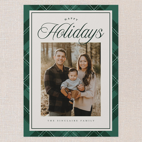 Heritage Border Holiday Card, Green, 5x7 Flat, Holiday, Pearl Shimmer Cardstock, Square, Forest