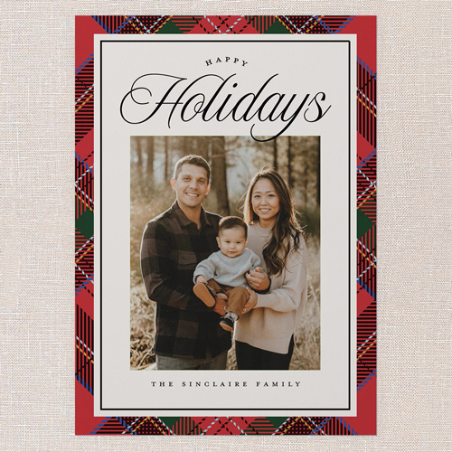 Heritage Border Holiday Card, Red, 5x7 Flat, Holiday, Pearl Shimmer Cardstock, Square, Tomato